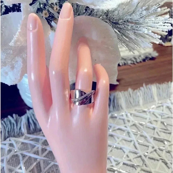 Unisex 14k Rose Gold 925 Silver Diamond Ring - Picture 9 of 10